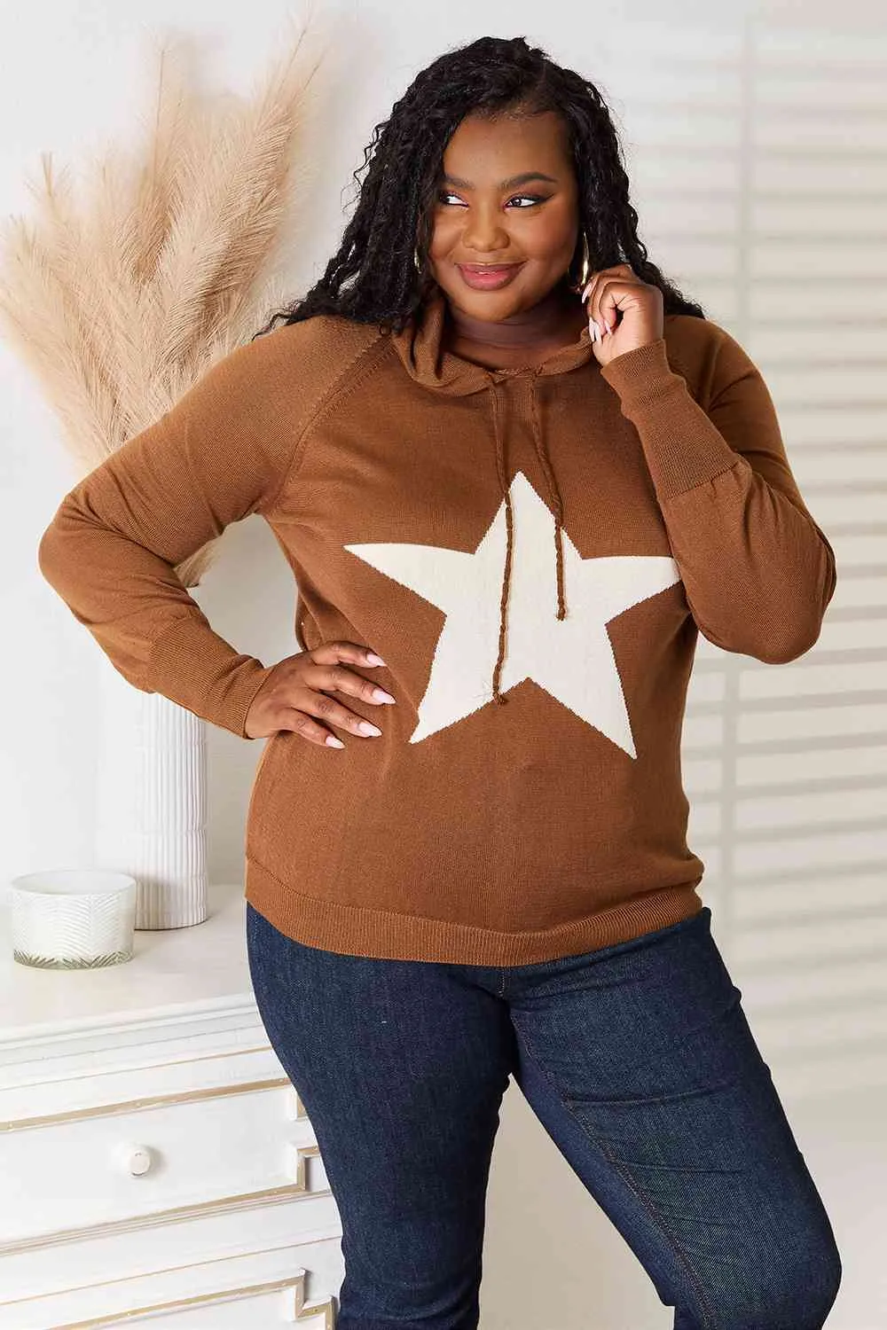 Heimish Full Size Star Graphic Hooded Sweater (BFD) T