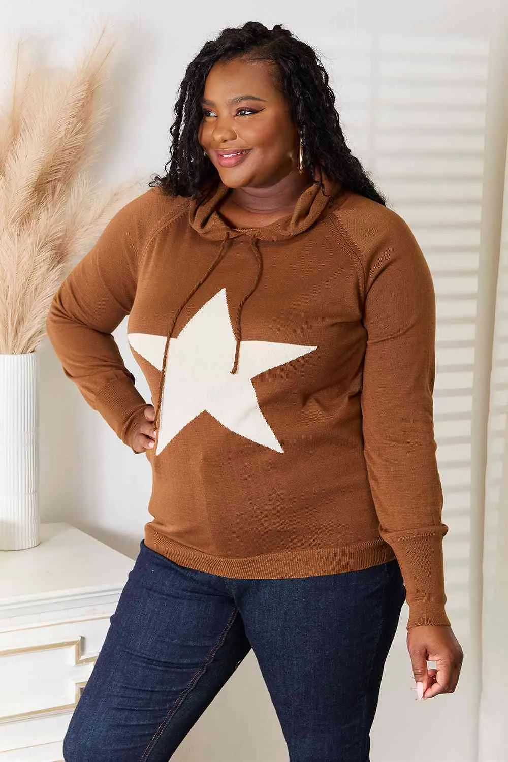 Heimish Full Size Star Graphic Hooded Sweater (BFD) T