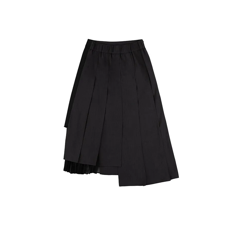 Herringbone combo pleated skirt