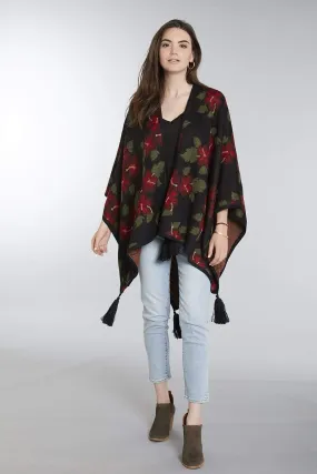 Hibiscus Baby Alpaca Poncho - Women's Ruana Wrap