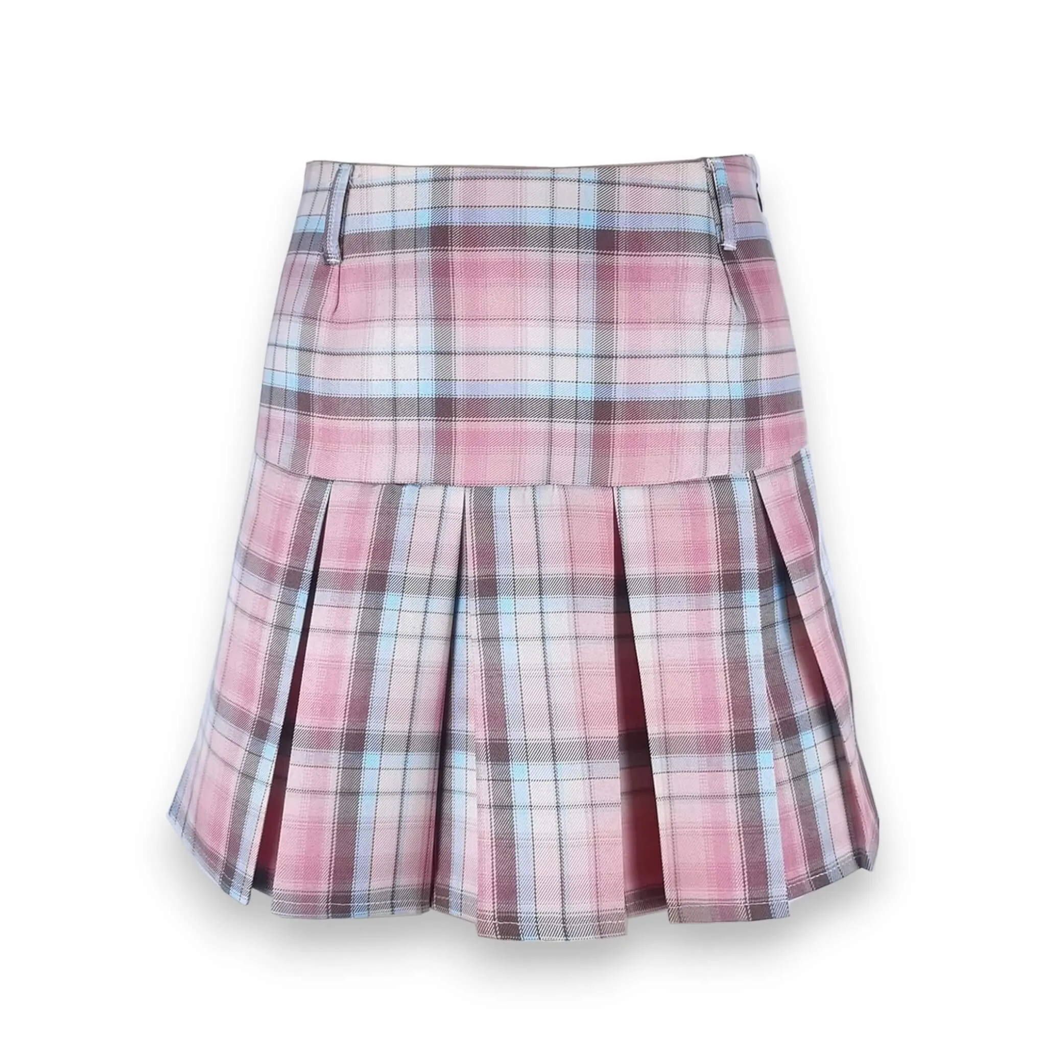 High Waist Colorful Plaid Pleated Mini Skirt