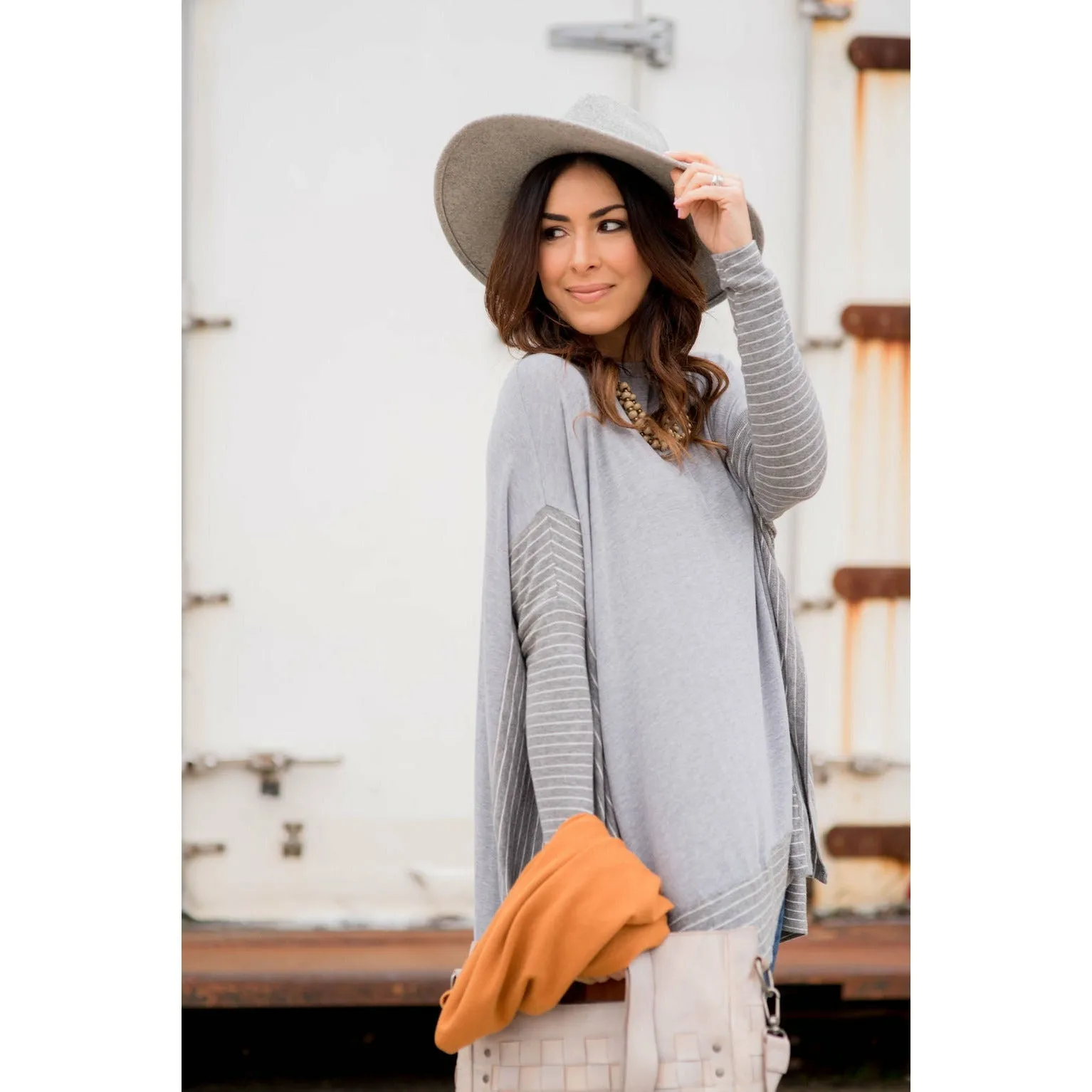 Hint of Stripes Faux Poncho