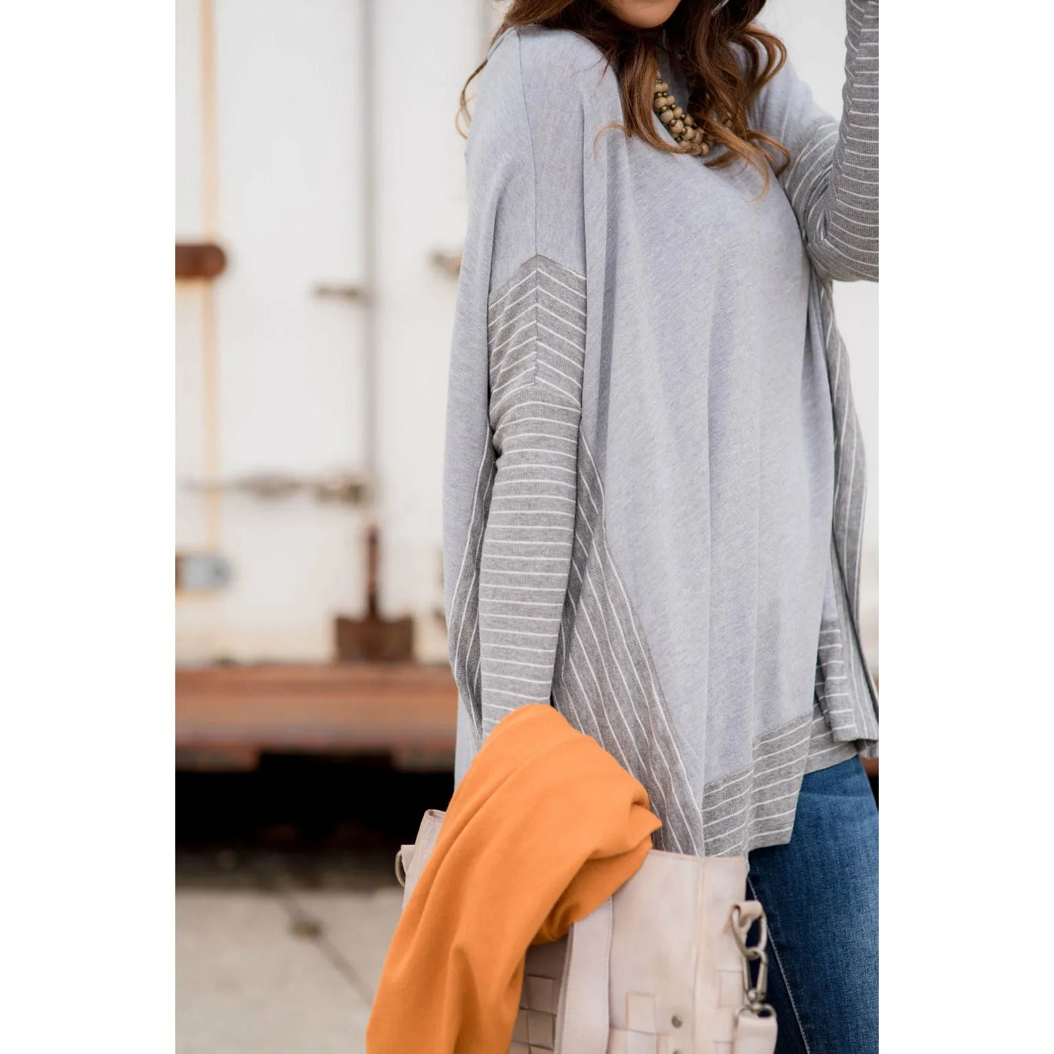 Hint of Stripes Faux Poncho