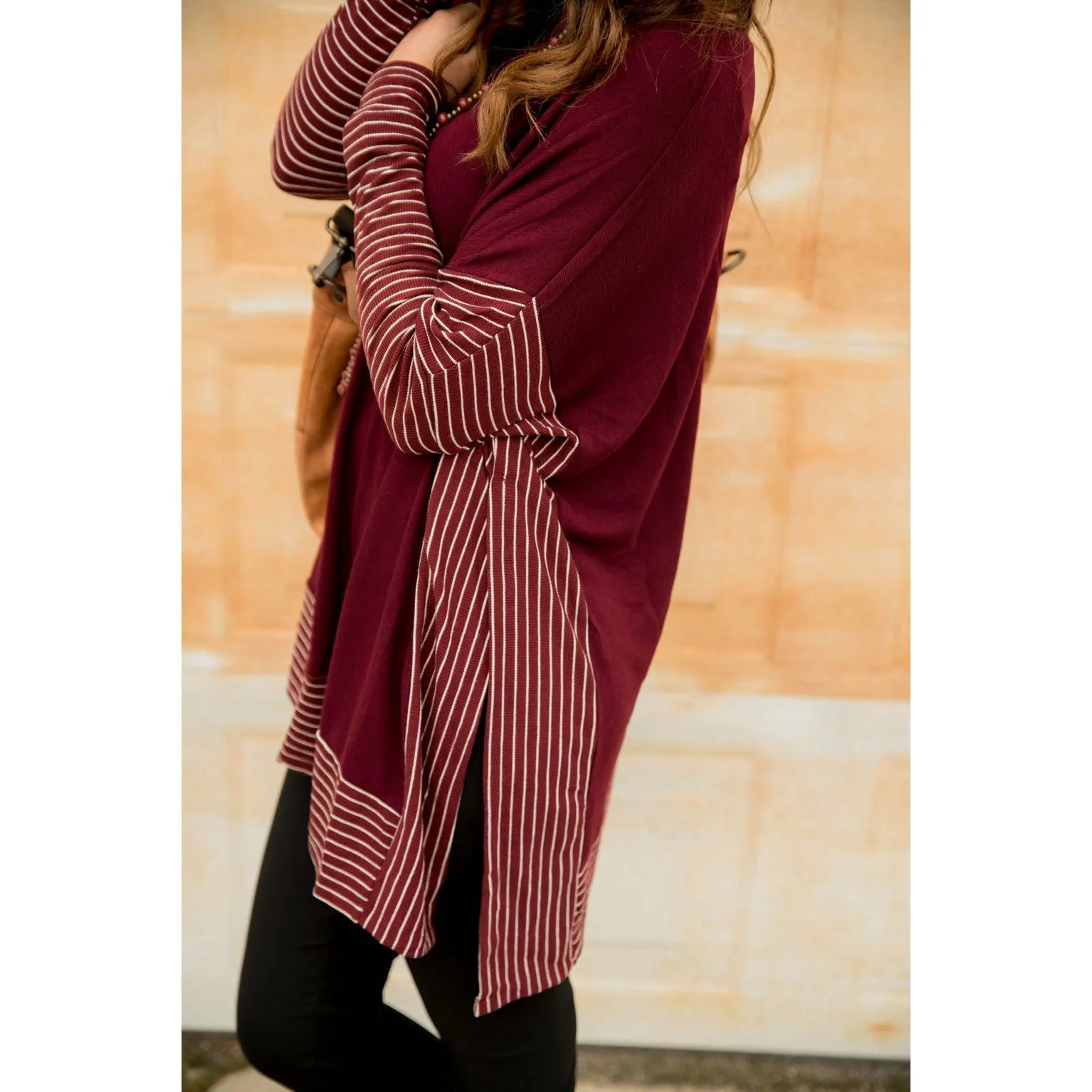 Hint of Stripes Faux Poncho