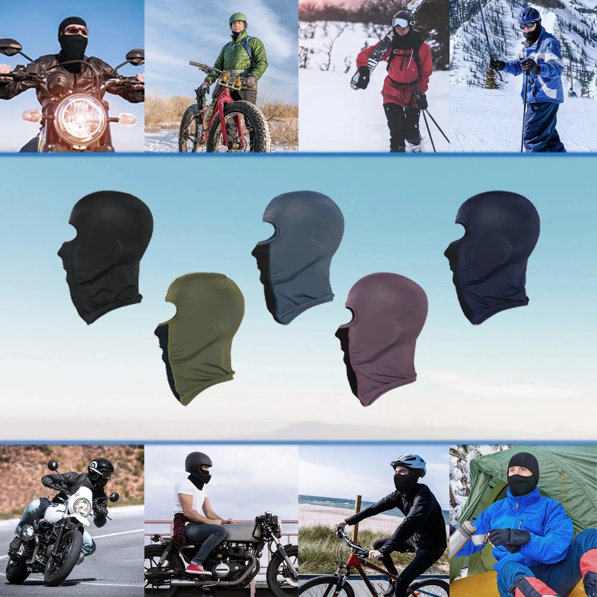 Hot Protection Breathable Protective Face Mask Cool Soft Outdoor Motorcycle Bicycle Full Face Mask Balaclava Ski Neck Beanies