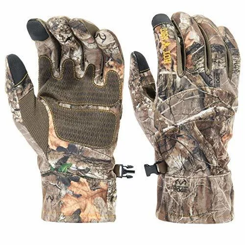 HOT SHOT Men’s Camo Swiftstrike Pro-Text Gloves – Realtree Edge Outdoor Hunting Camouflage Gear