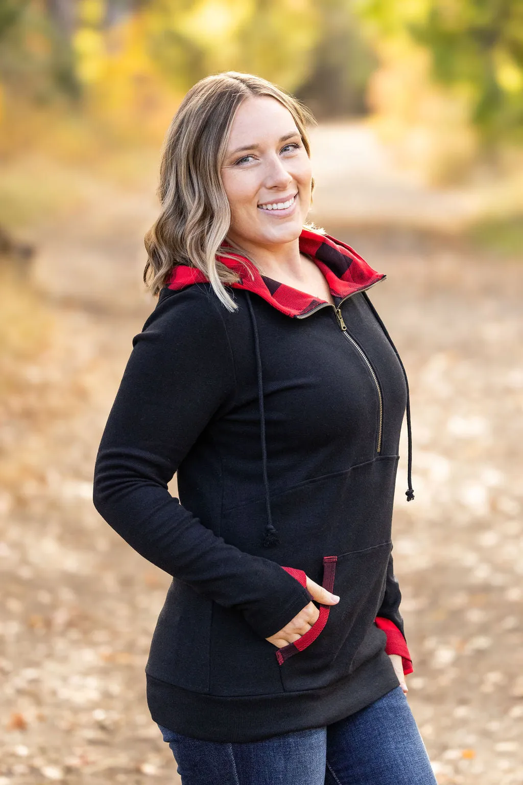 IN STOCK Avery Accent HalfZip Hoodie - Buffalo Plaid