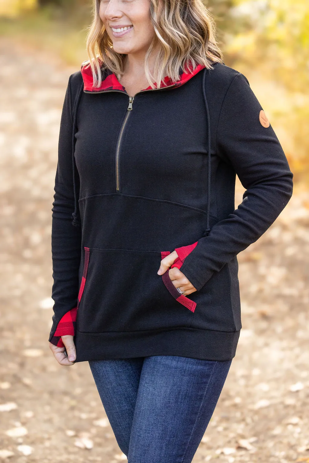 IN STOCK Avery Accent HalfZip Hoodie - Buffalo Plaid