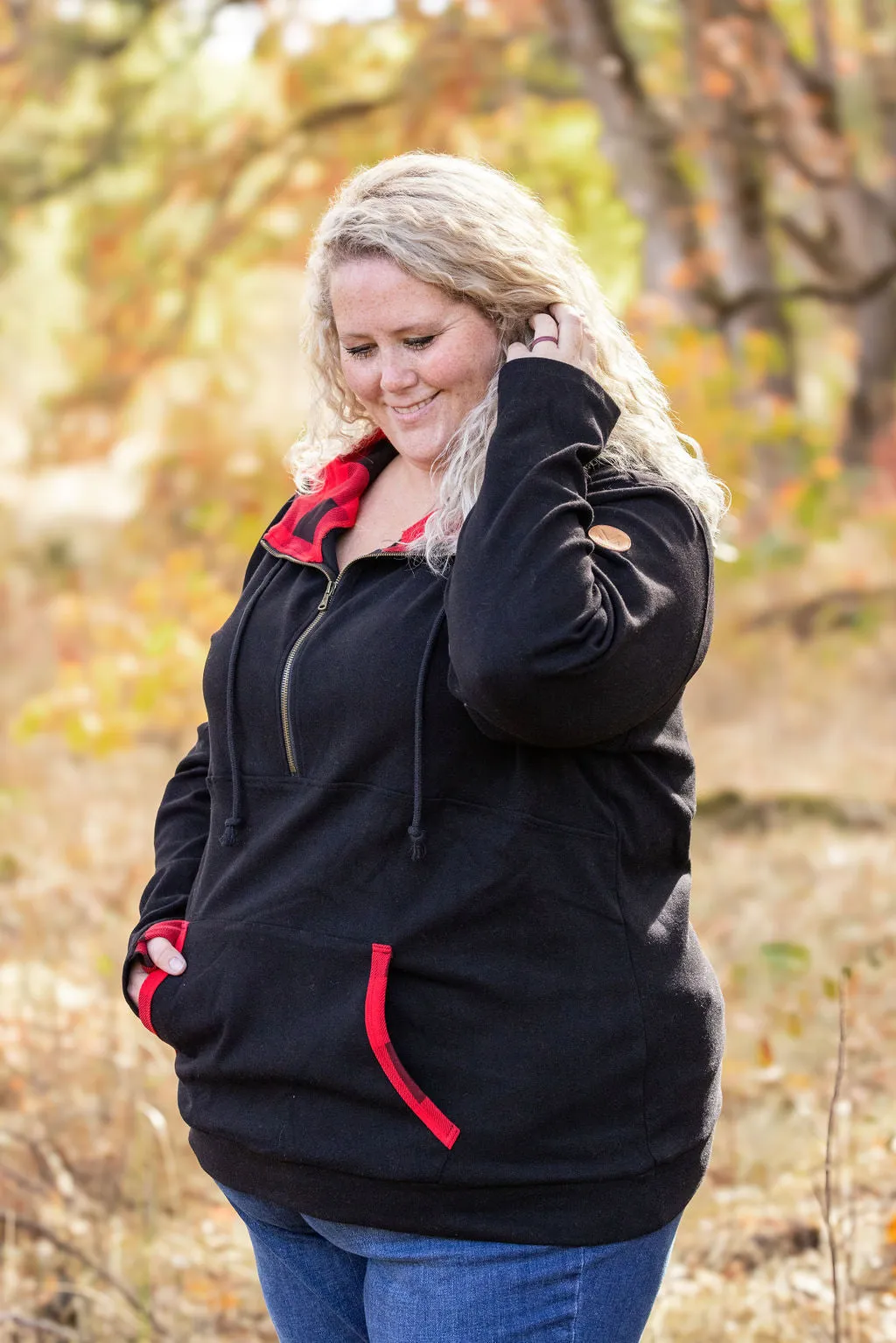 IN STOCK Avery Accent HalfZip Hoodie - Buffalo Plaid