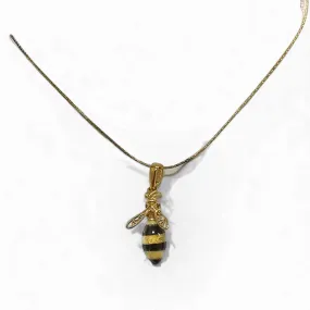 Inlaid Amber Bee Gold Vermeil Sterling Silver Pendant