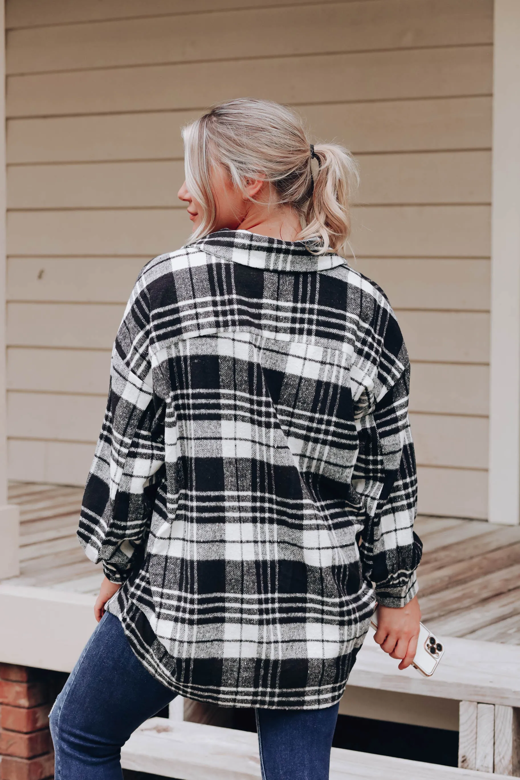 Jacob Oversized Plaid Jacket - Black