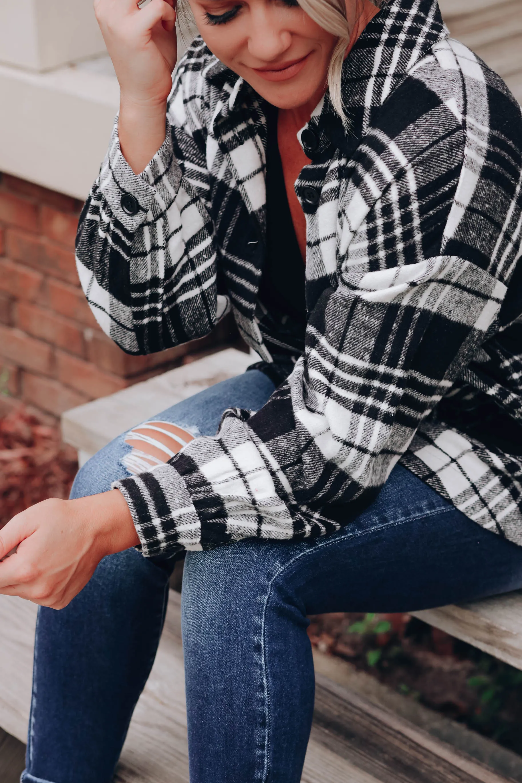 Jacob Oversized Plaid Jacket - Black