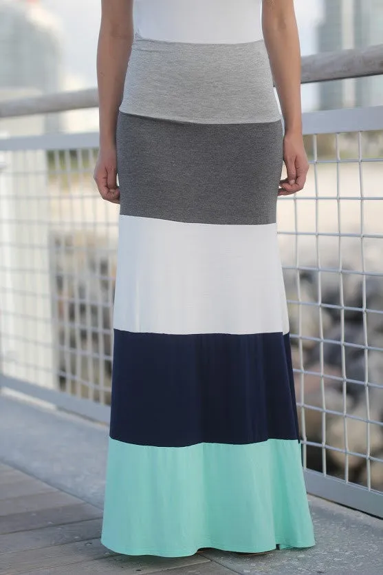 Jade and Navy Maxi Skirt