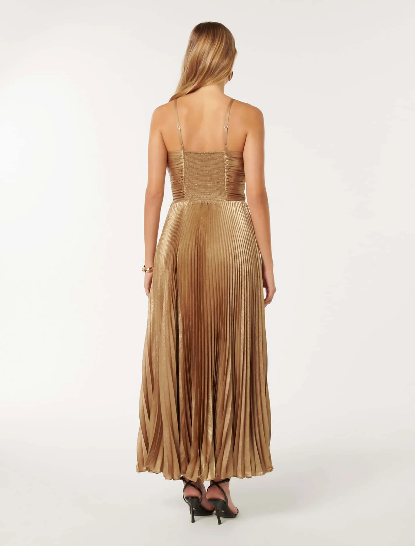 Jayden Metallic Pleated Maxi Dress