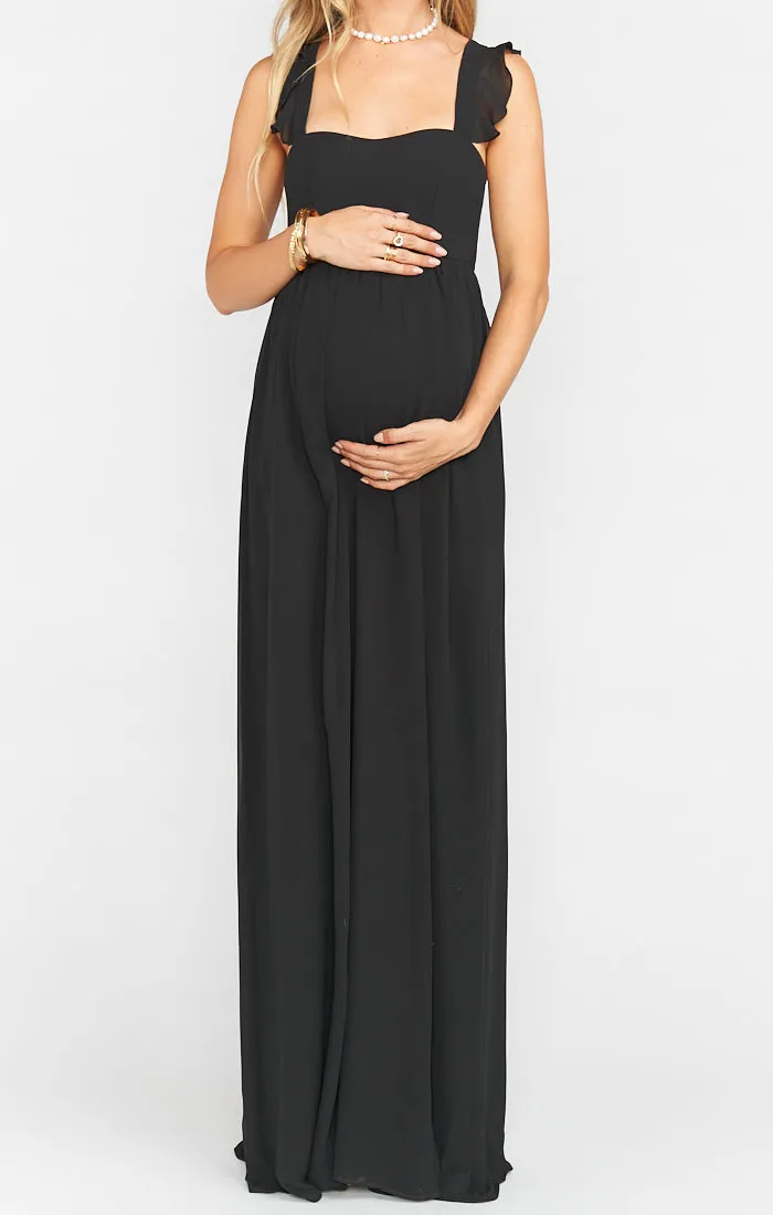 June Maxi Dress ~ Black Chiffon