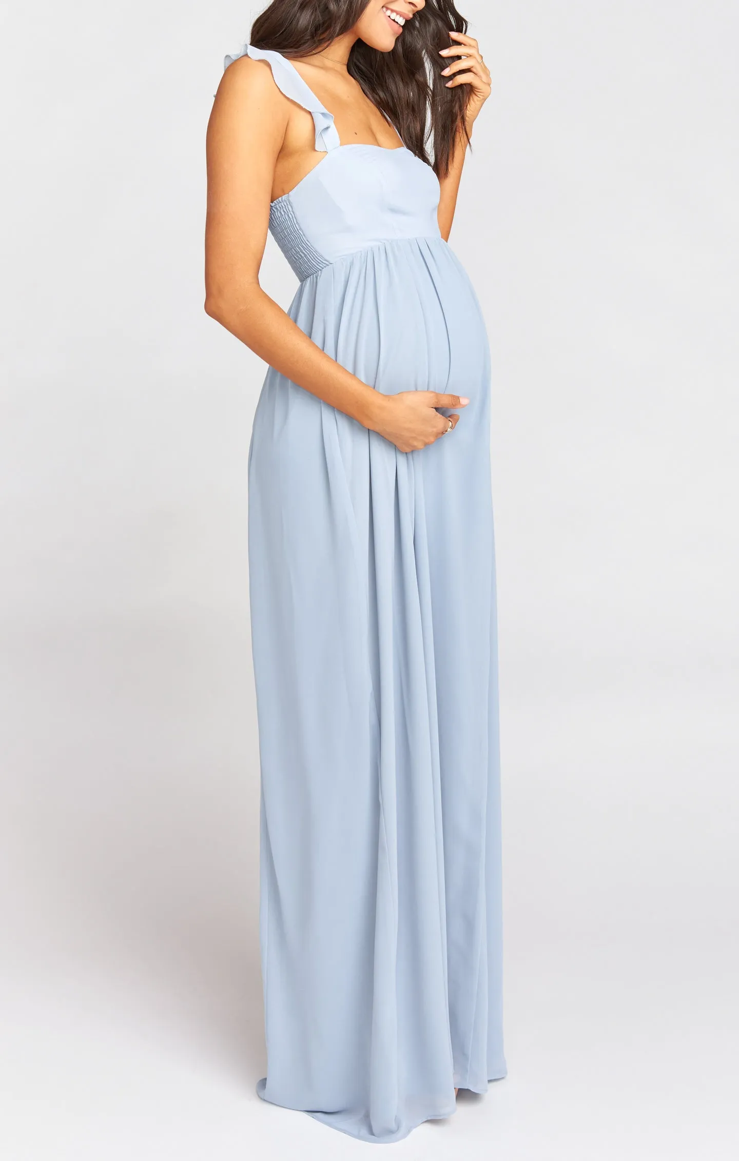 June Maxi Dress ~ Steel Blue Chiffon