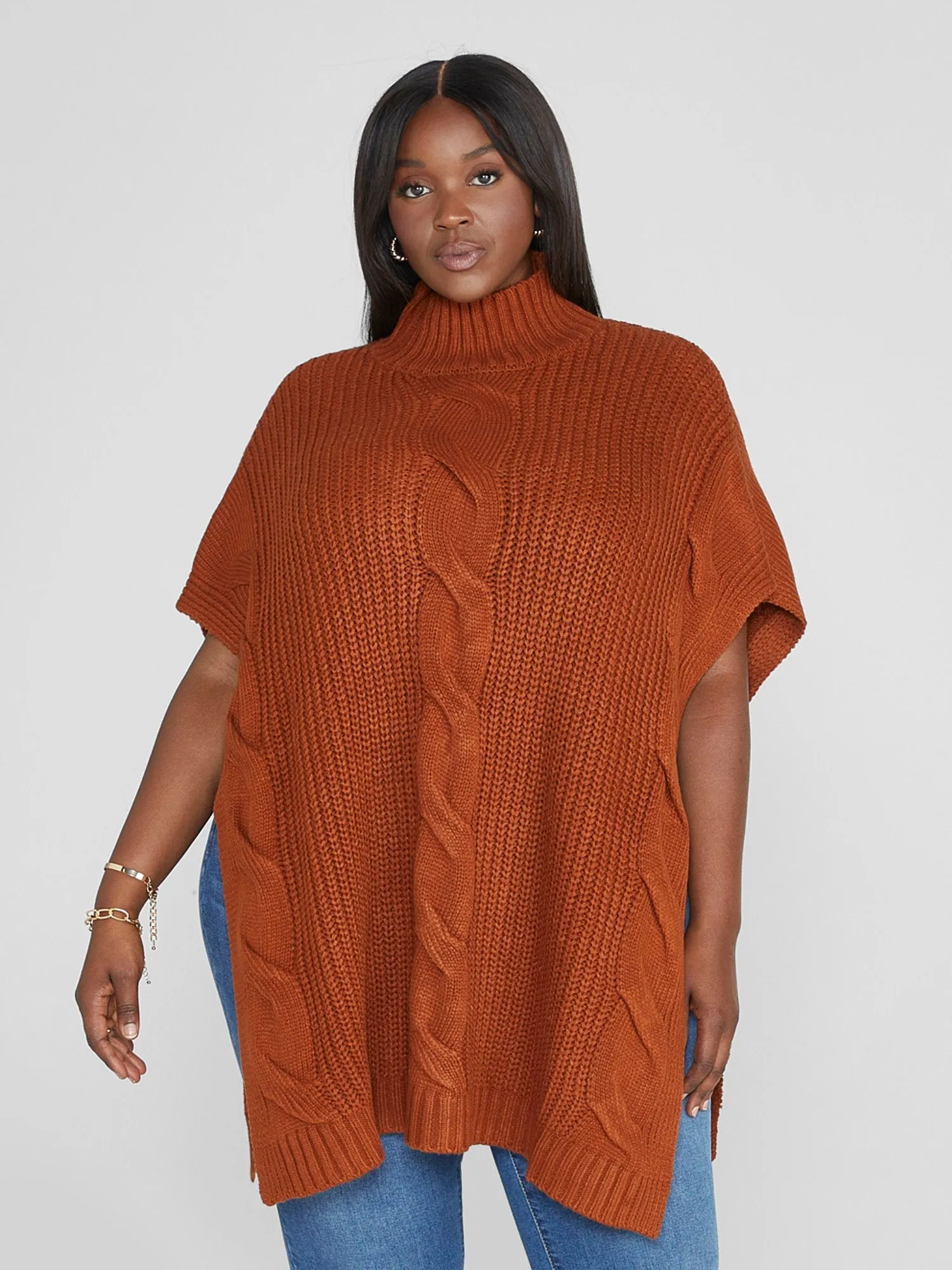 Kathryn Cable Knit Poncho Style Sweater