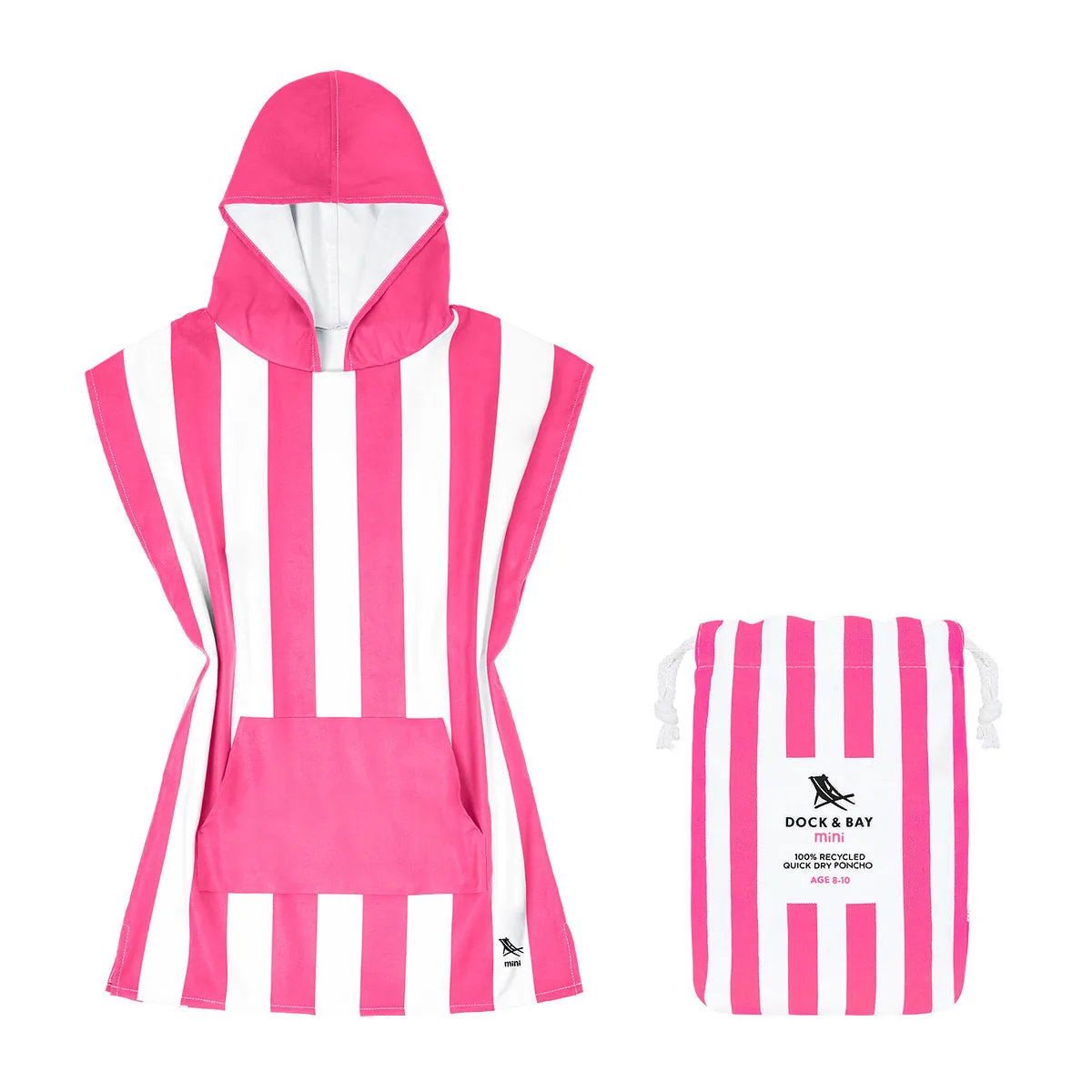 Kids Poncho - Quick Dry Hooded Towel - Phi Phi Pink - Outlet