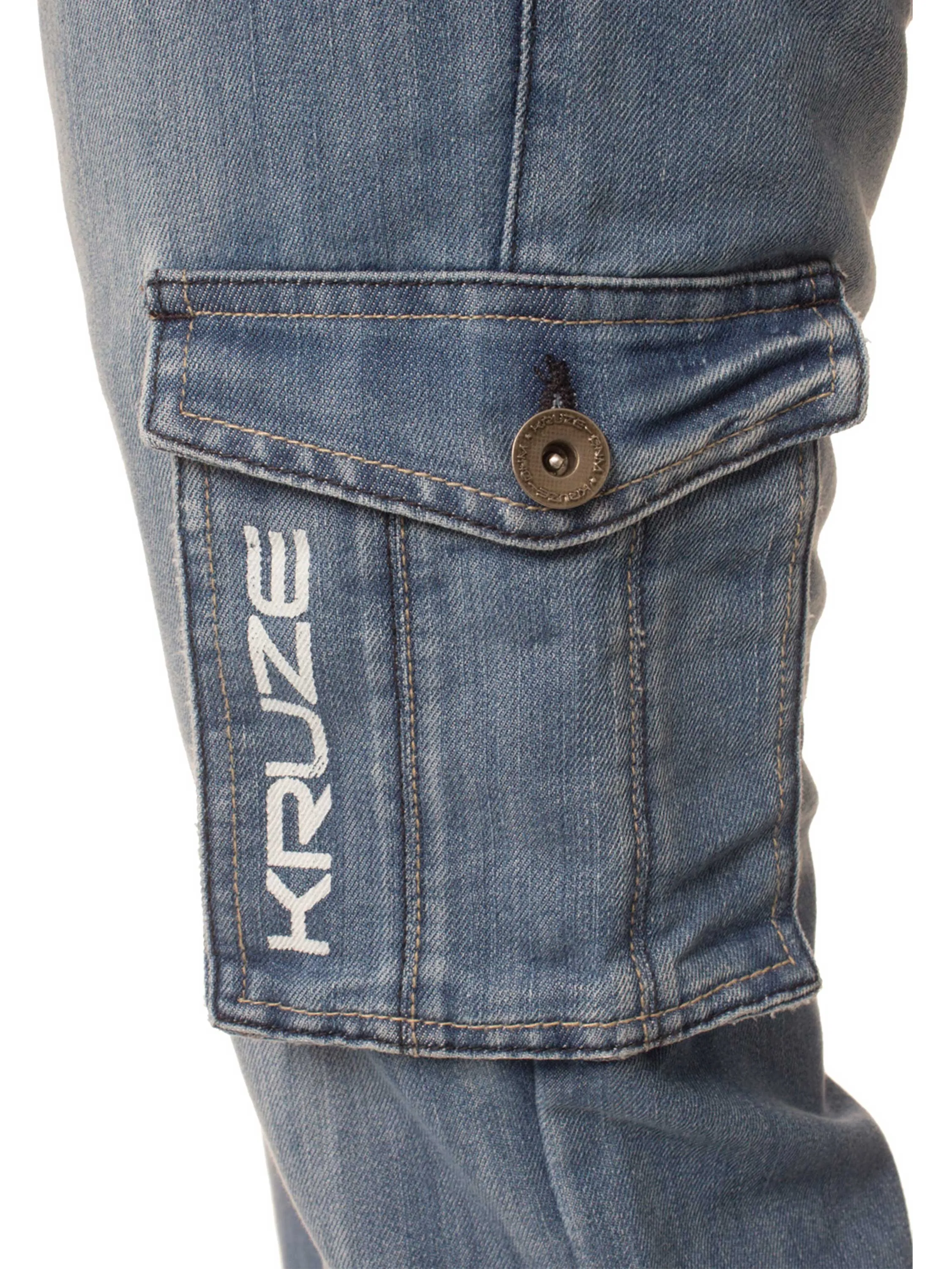 Kruze | Mens Cargo Combat Denim Jeans