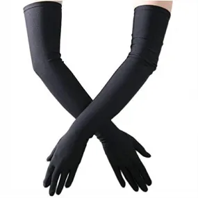 Kuber Industries Unisex Cotton Full Hand Arm Sleeves Gloves Set|Sunlight Protection|Soft & Comfortable Fabric|Size 64 x 10 CM, Set of 2 Piece (Black)