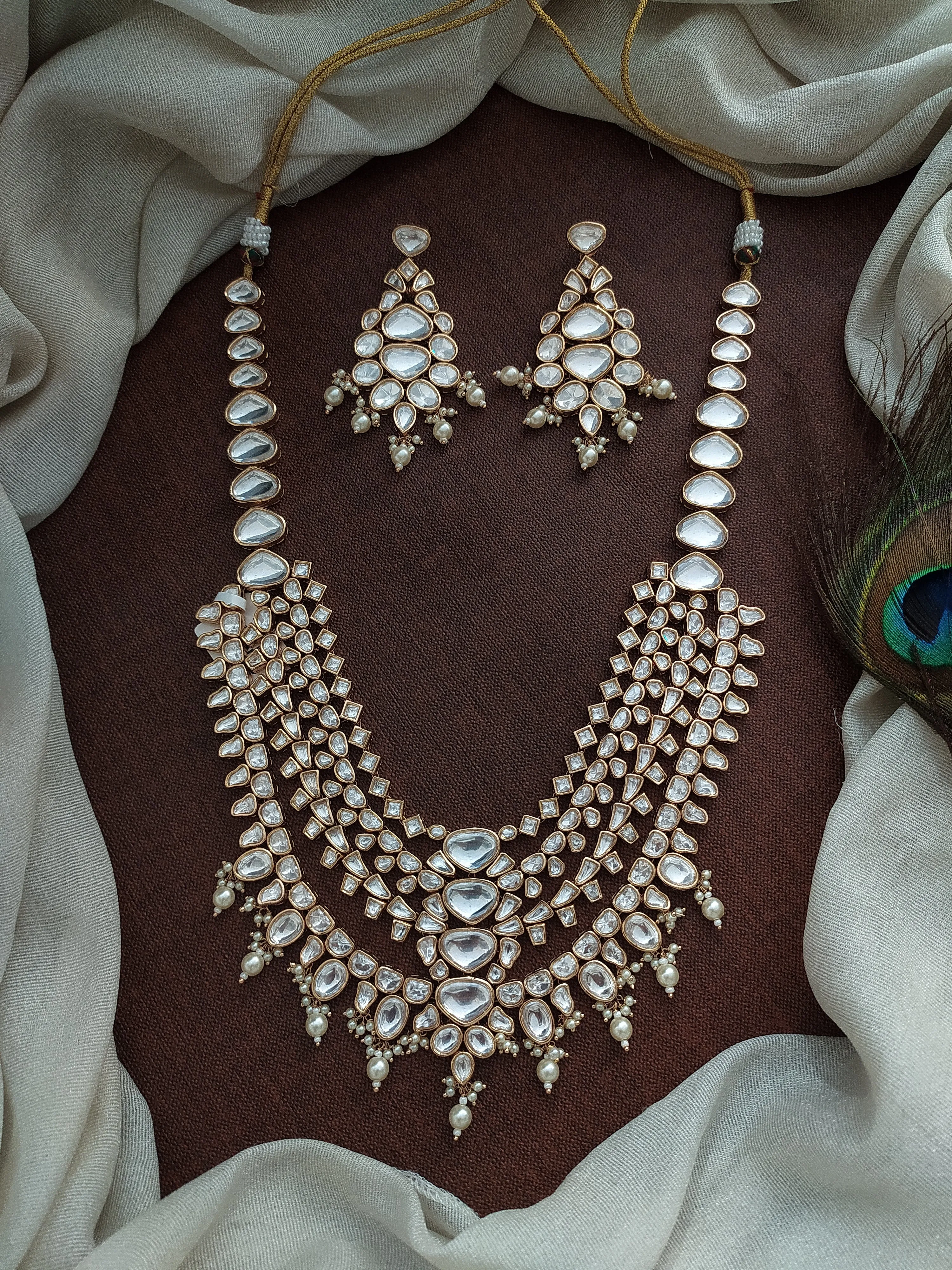 Kundan Layered Long Haram Set with Pearl Drops