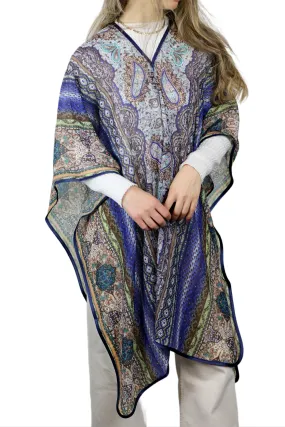 La Fiorentina Lightweight Spring Poncho 100% Polyester - Blue