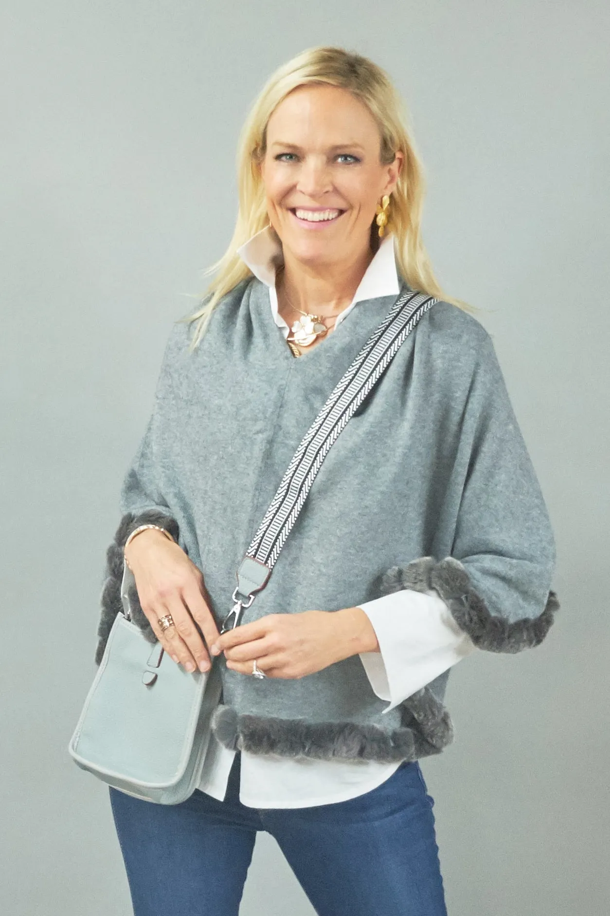 La Fiorentina Poncho with Rex Rabbit Trim