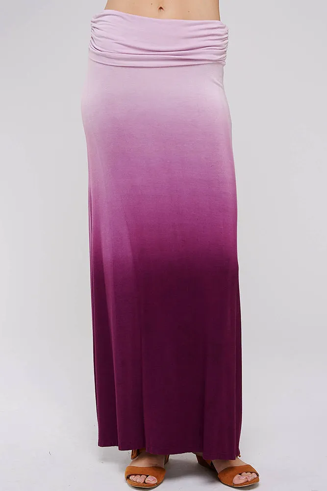 Lavender Ombre Dip Tie-Dye Banded Maxi Skirt