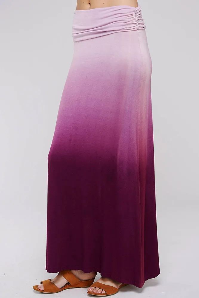 Lavender Ombre Dip Tie-Dye Banded Maxi Skirt