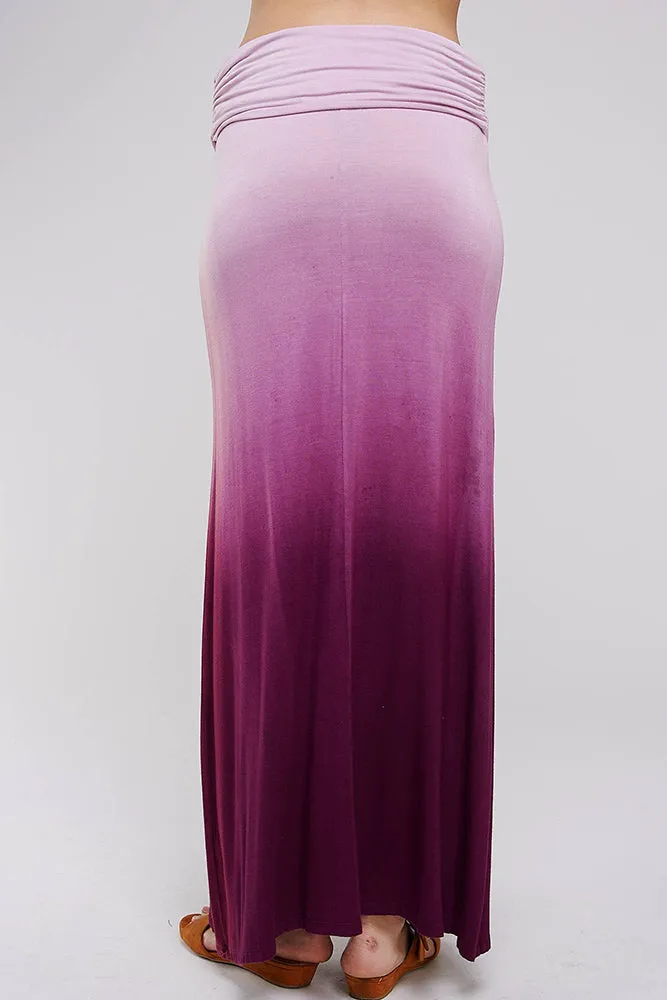 Lavender Ombre Dip Tie-Dye Banded Maxi Skirt