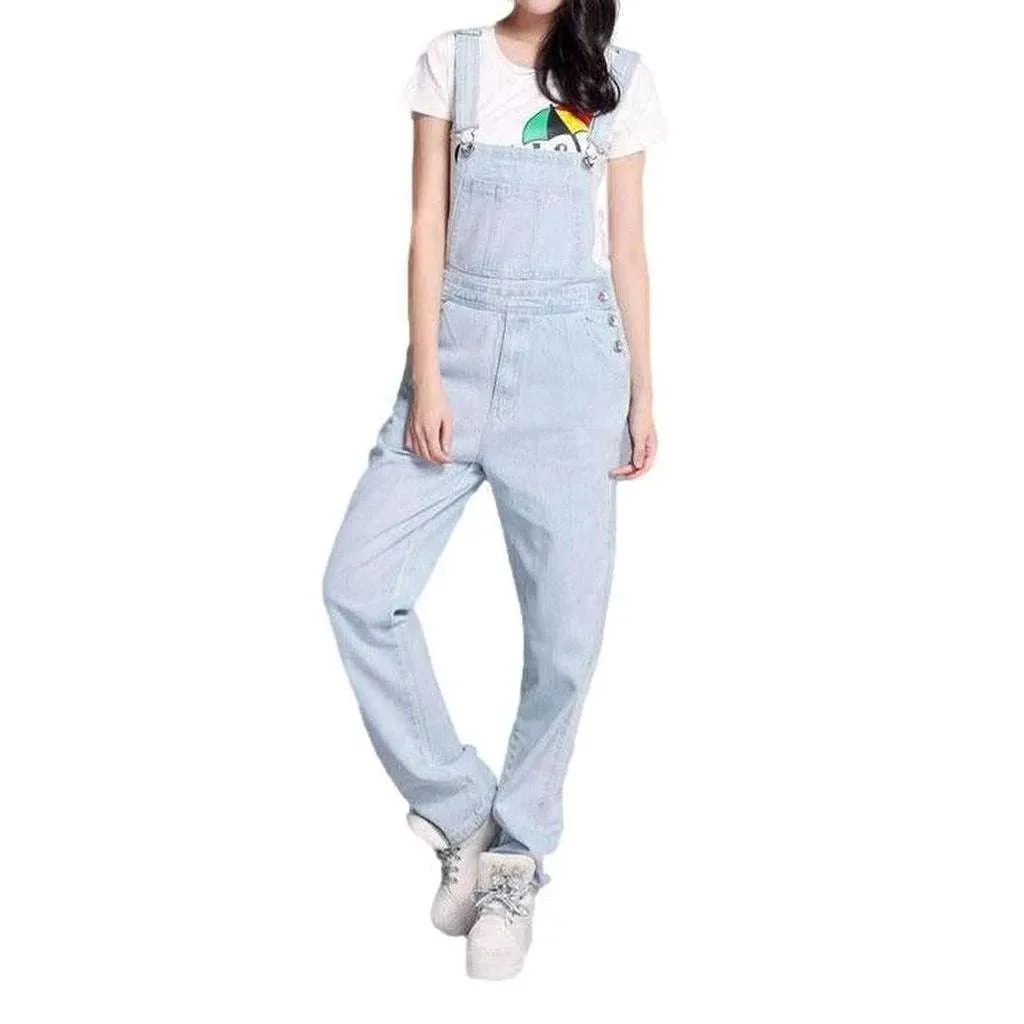 Loose fit women's denim overall