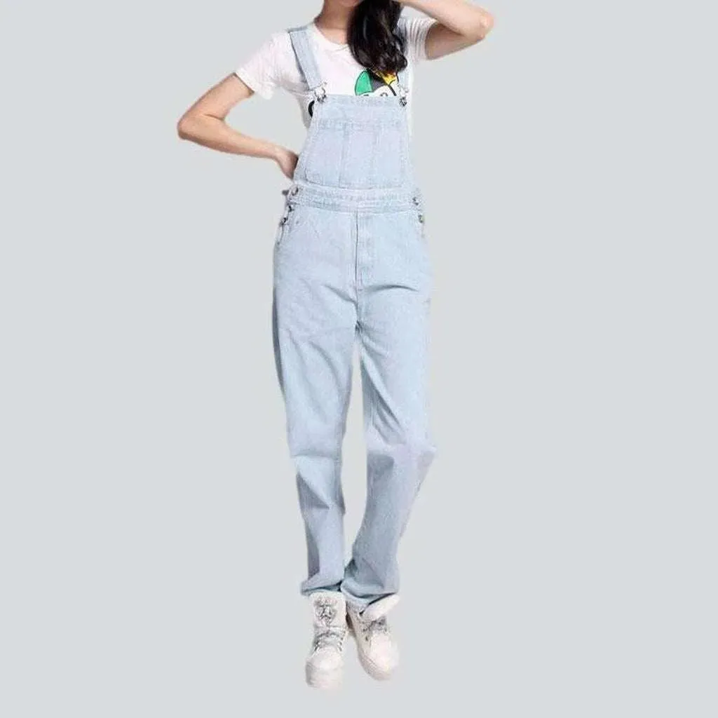 Loose fit women's denim overall