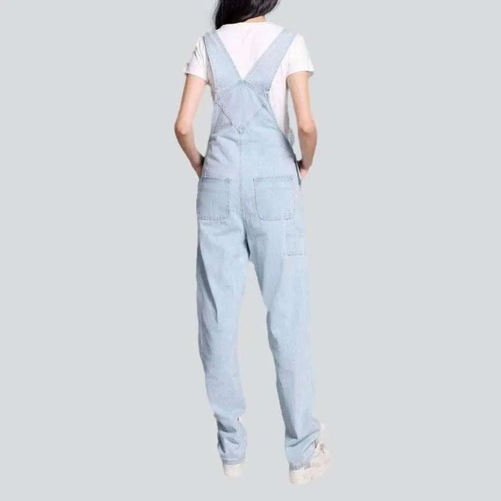 Loose fit women's denim overall