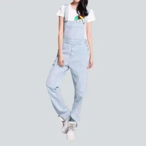 Loose fit women's denim overall