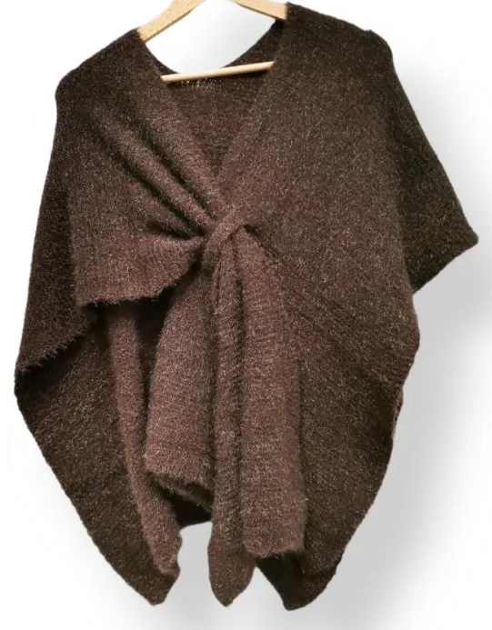 LOOWIE - Italian Knit Choco Cozy Warm Poncho with Loop