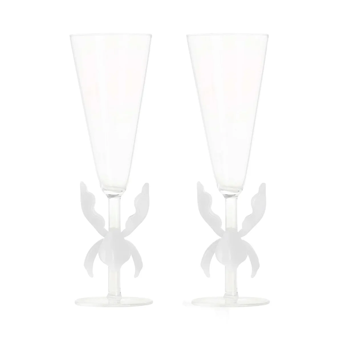 Maison Balzac Iris Flutes Clear & White 175ml (Set of 2)