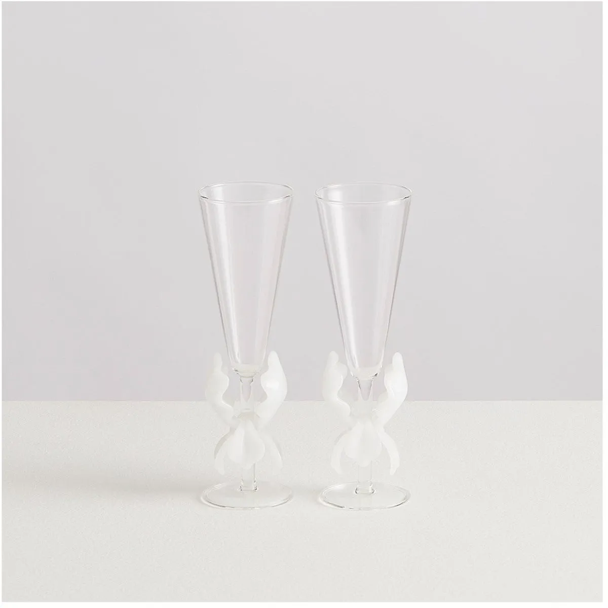 Maison Balzac Iris Flutes Clear & White 175ml (Set of 2)