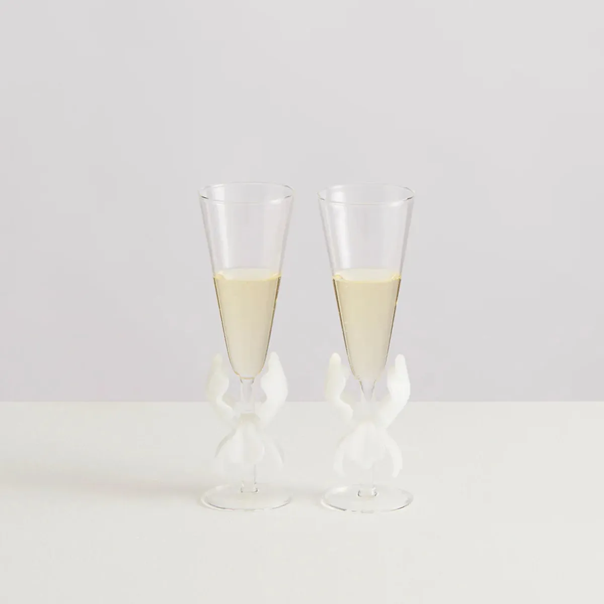 Maison Balzac Iris Flutes Clear & White 175ml (Set of 2)