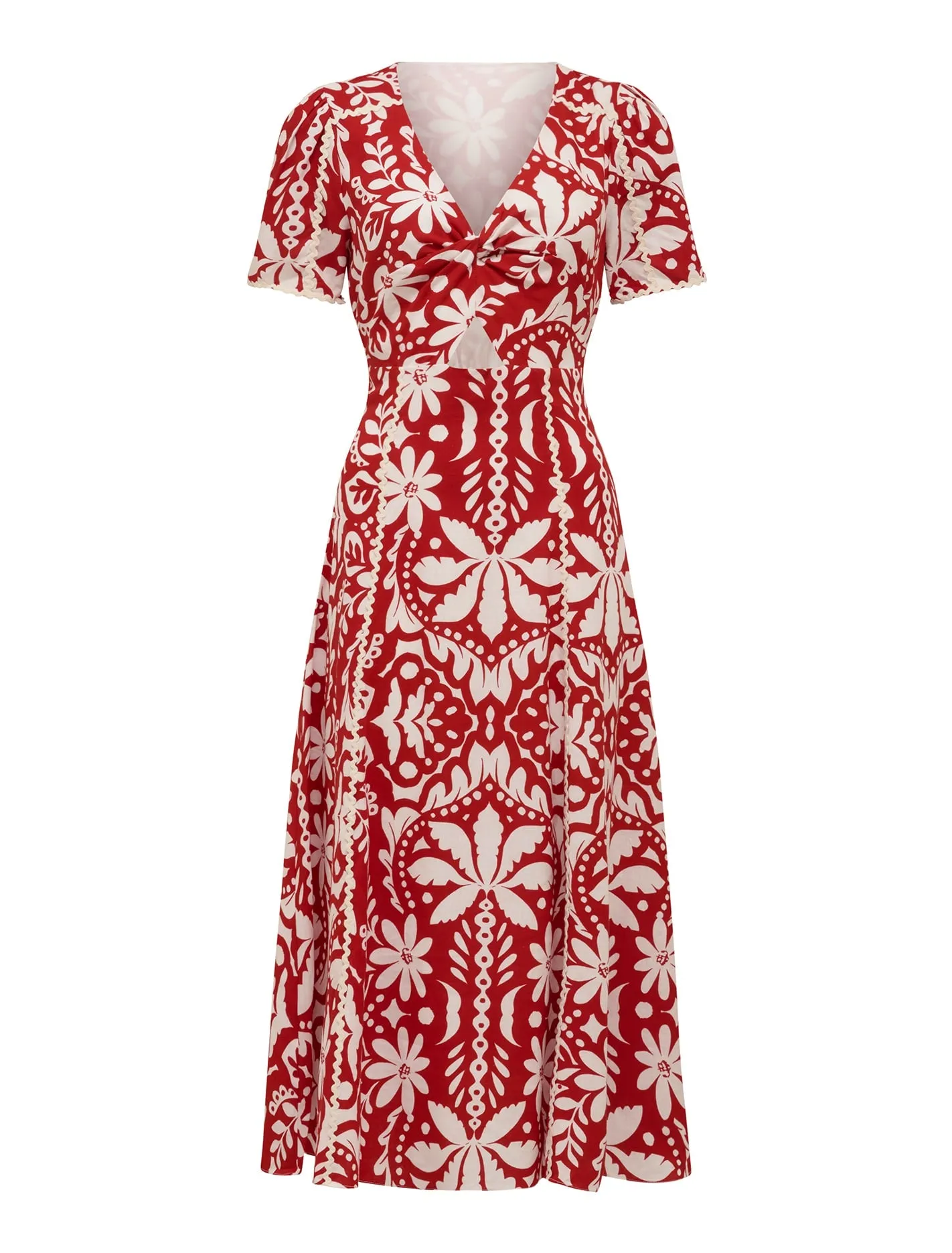 Marbella Petite Printed Trim Midi Dress