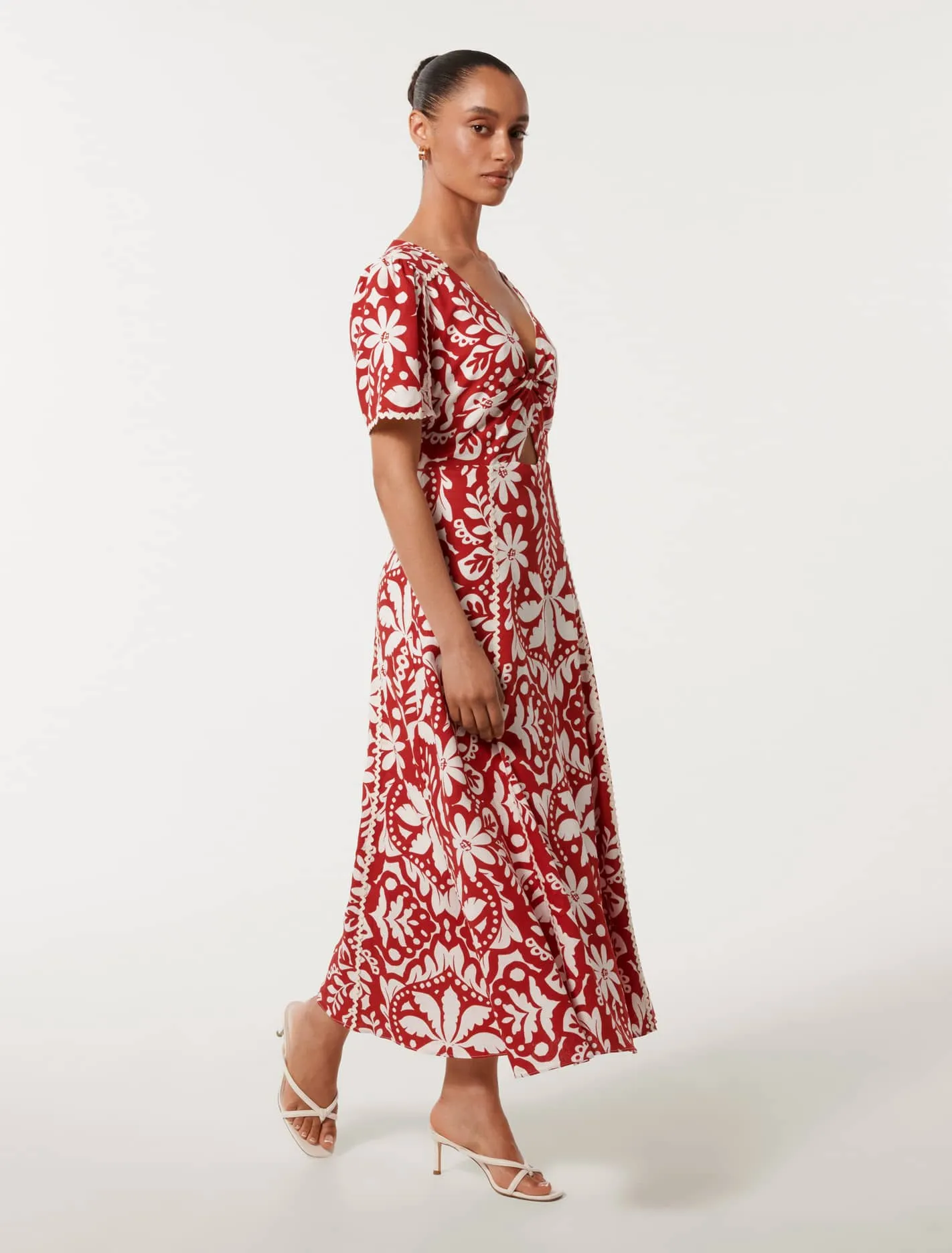 Marbella Petite Printed Trim Midi Dress