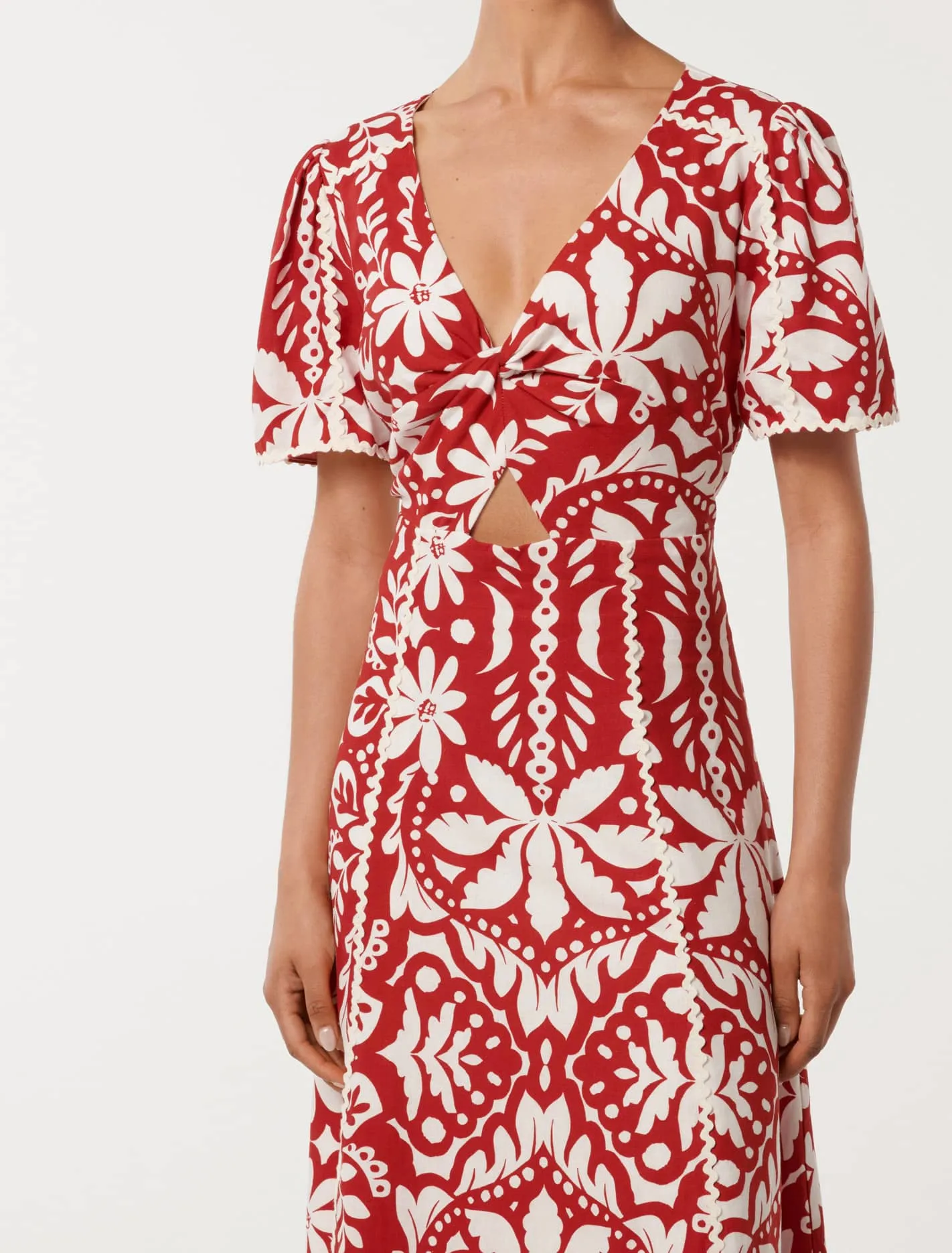 Marbella Petite Printed Trim Midi Dress