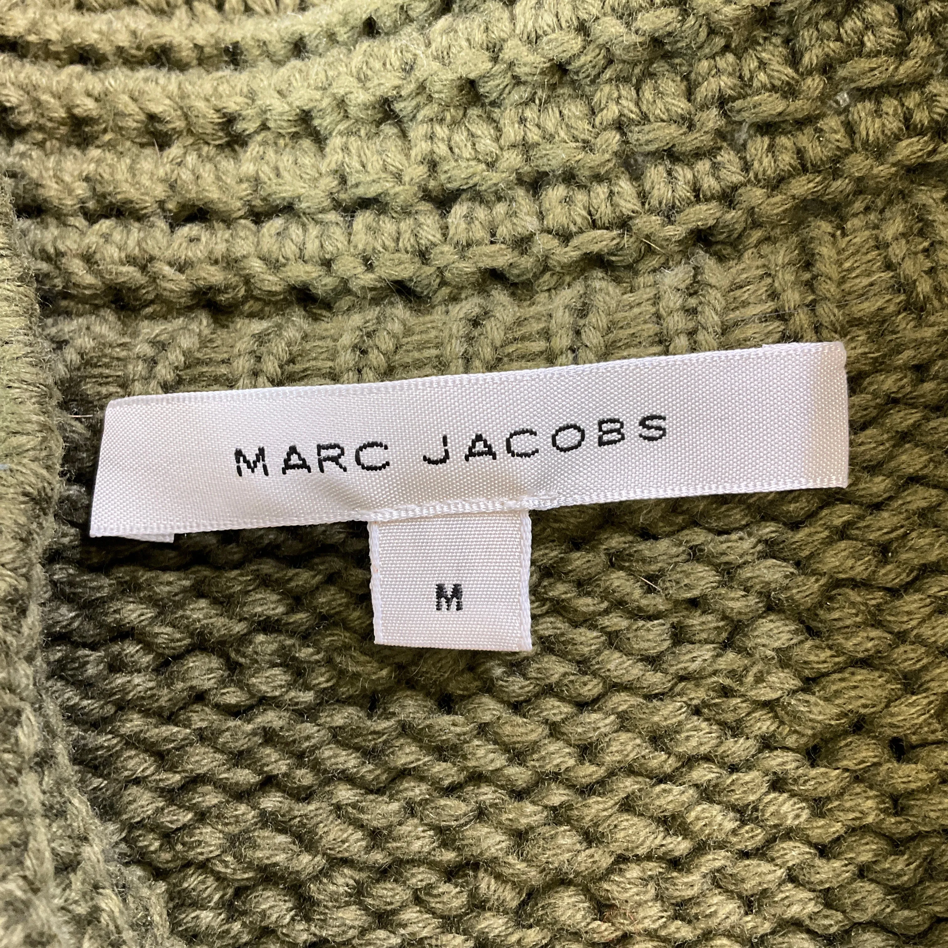 Marc Jacobs Olive Green Wool and Cashmere Knit Poncho / Cape