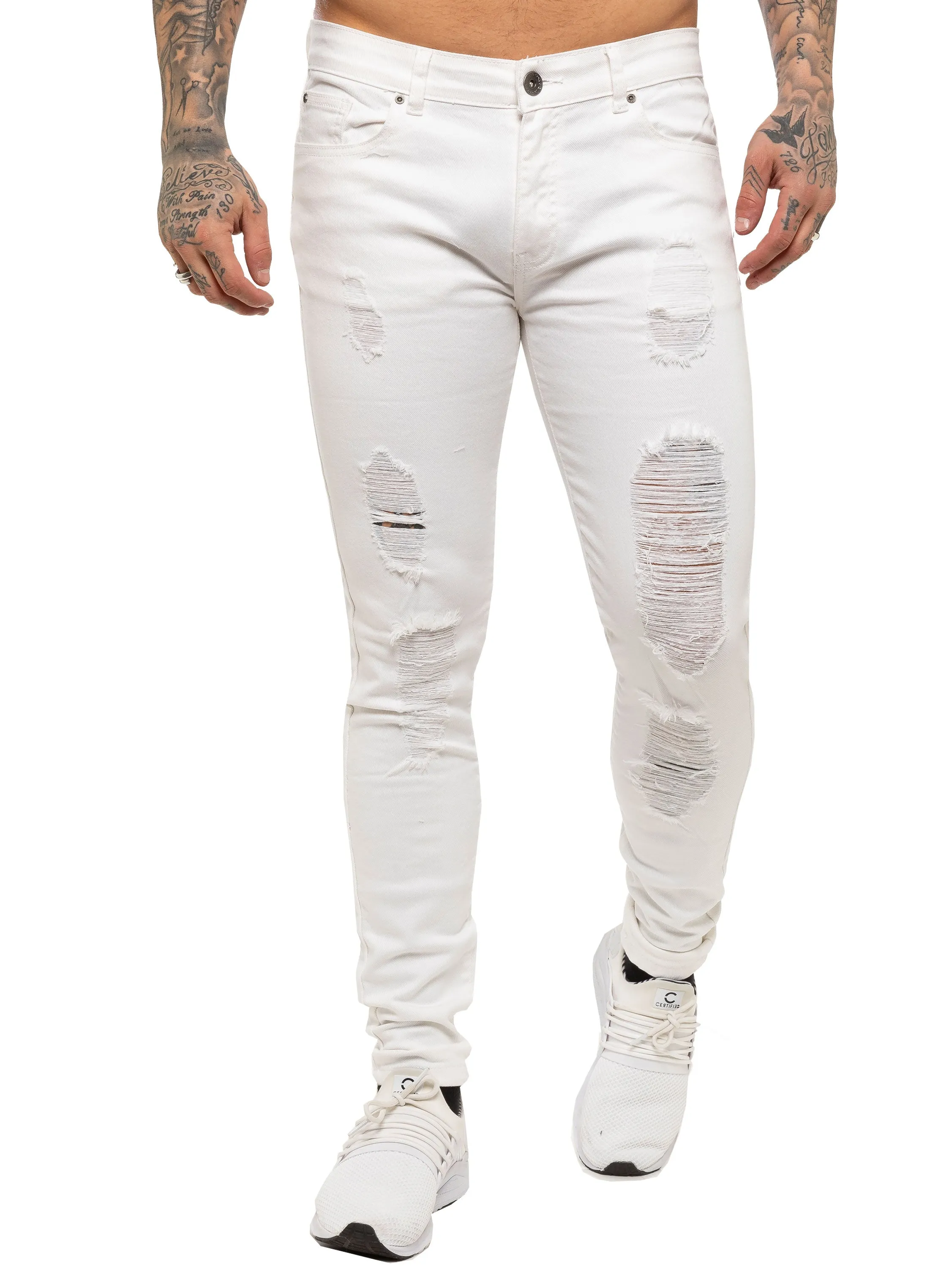 Mens Denim Ripped Denim Jeans| Enzo Designer Menswear