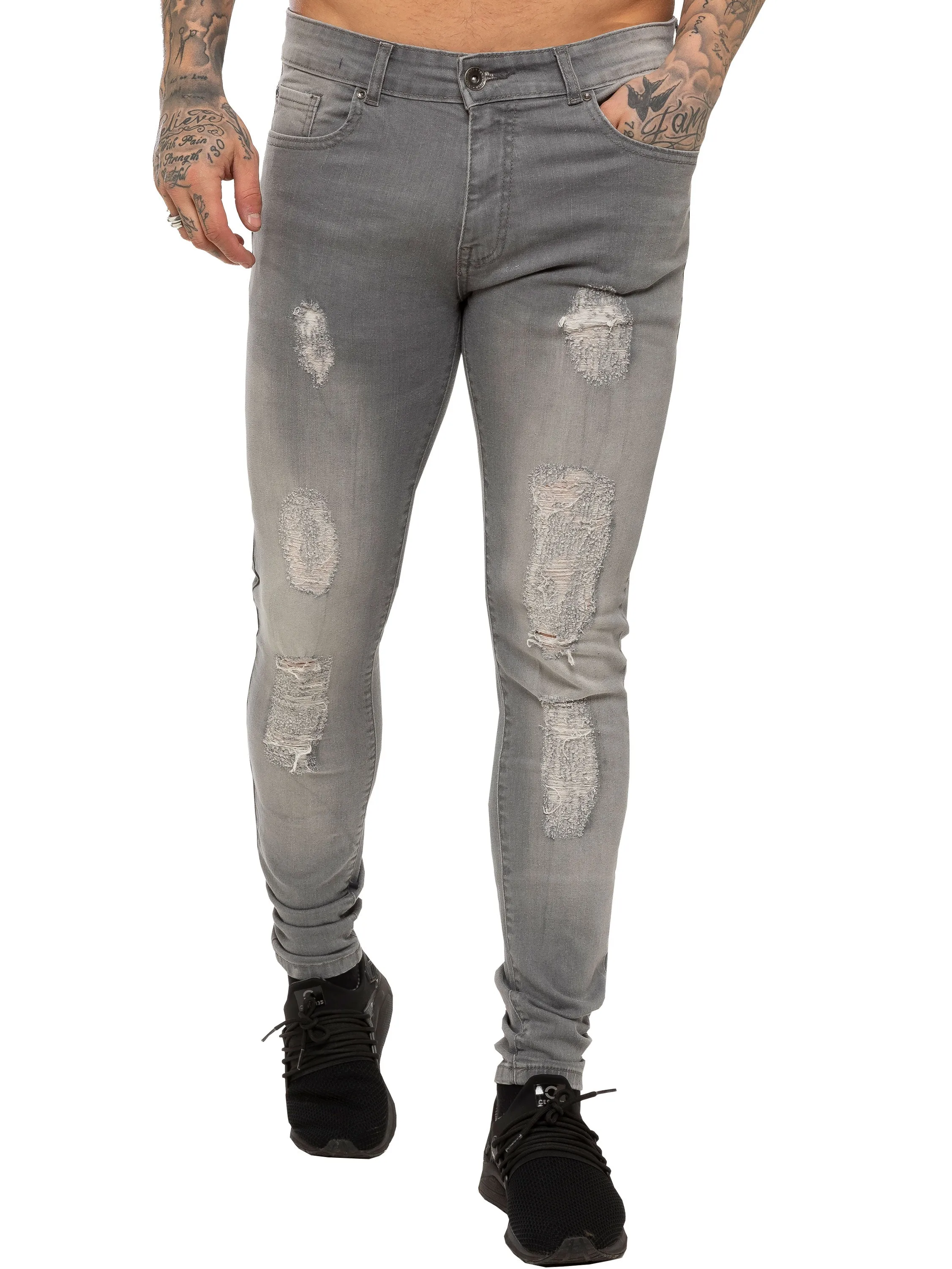 Mens Denim Ripped Denim Jeans| Enzo Designer Menswear