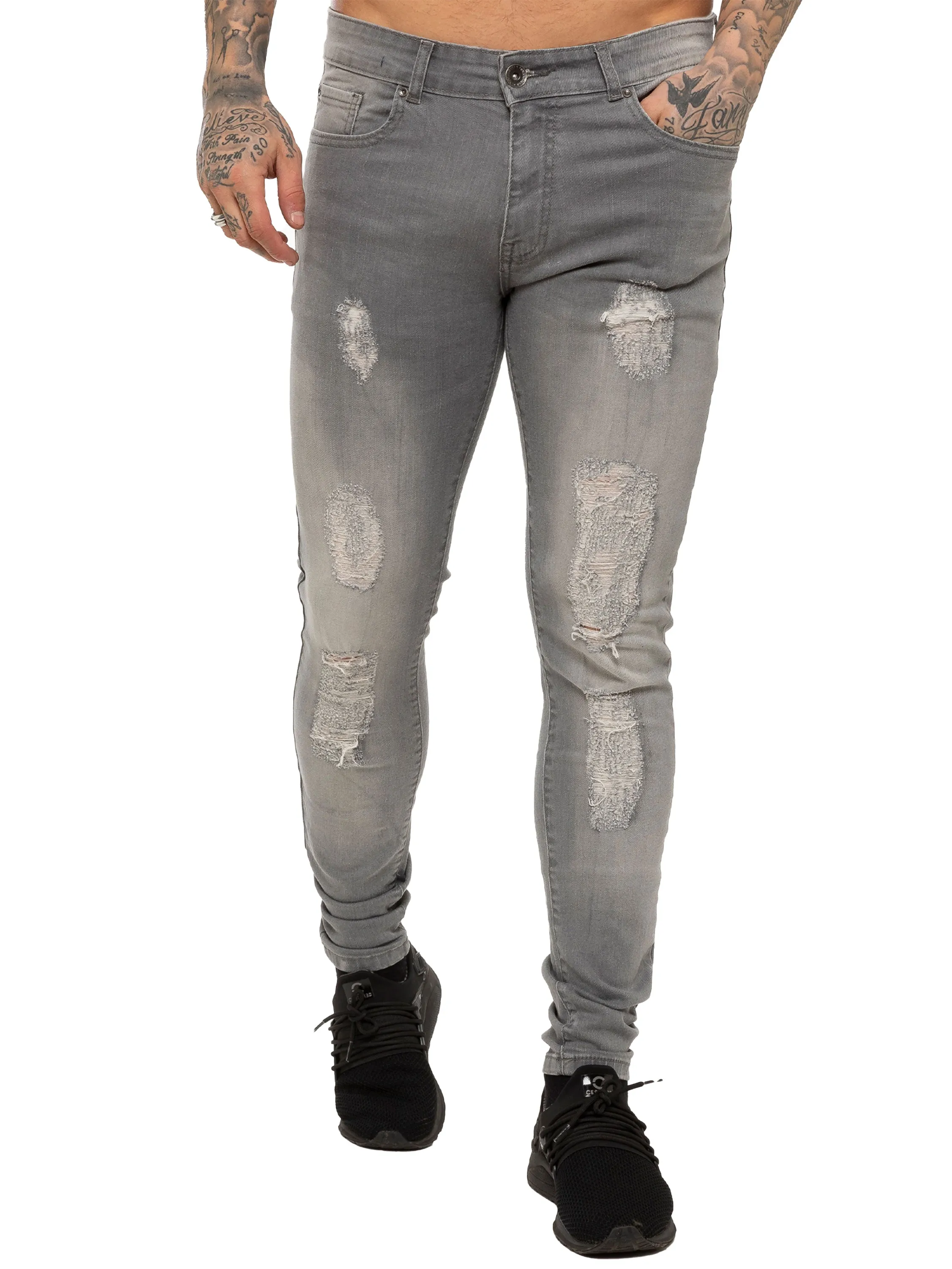 Mens Denim Ripped Denim Jeans| Enzo Designer Menswear