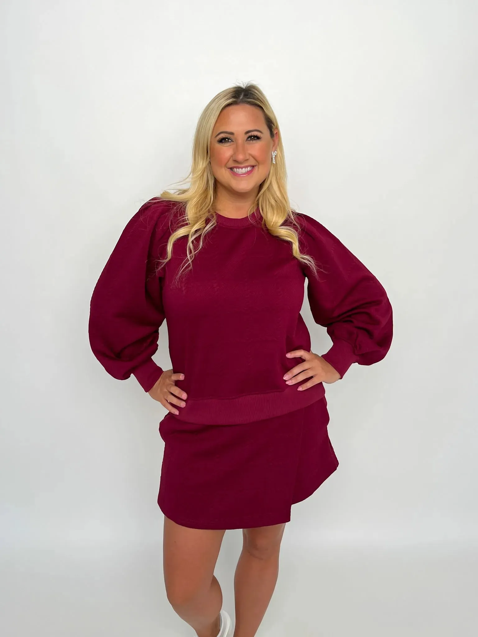 Merlot Textured Wrap Skort