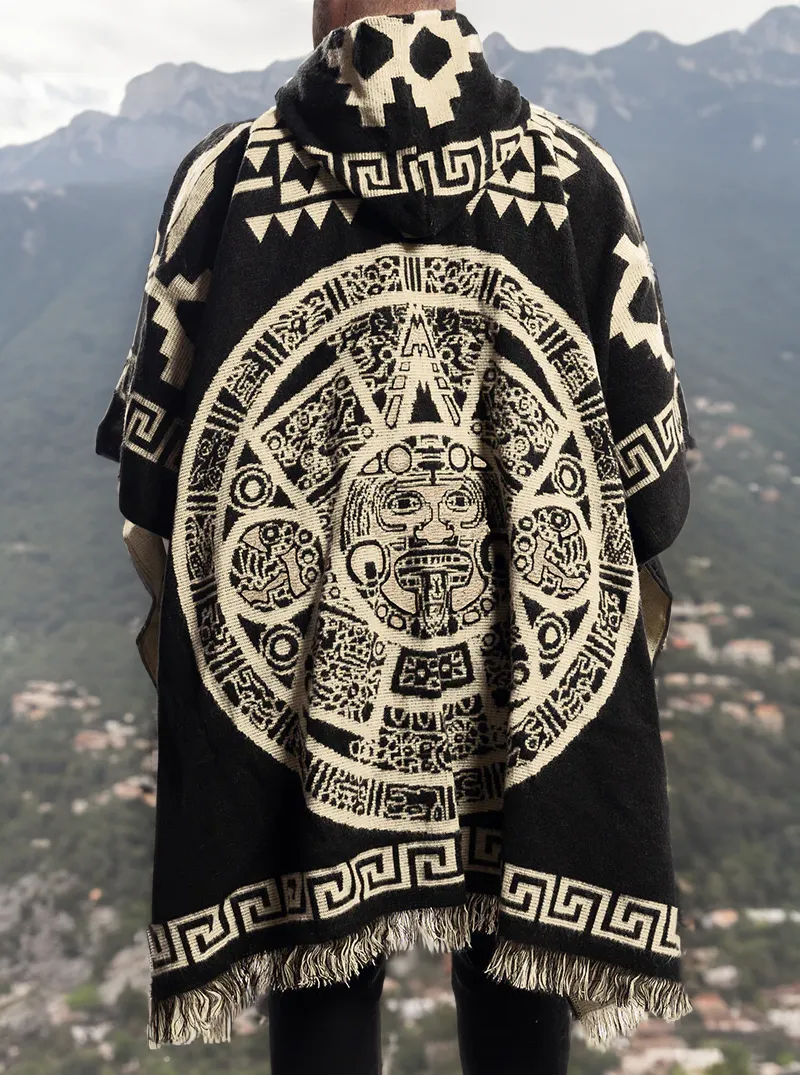 Mexican Poncho for Men - Black | Aztek Style