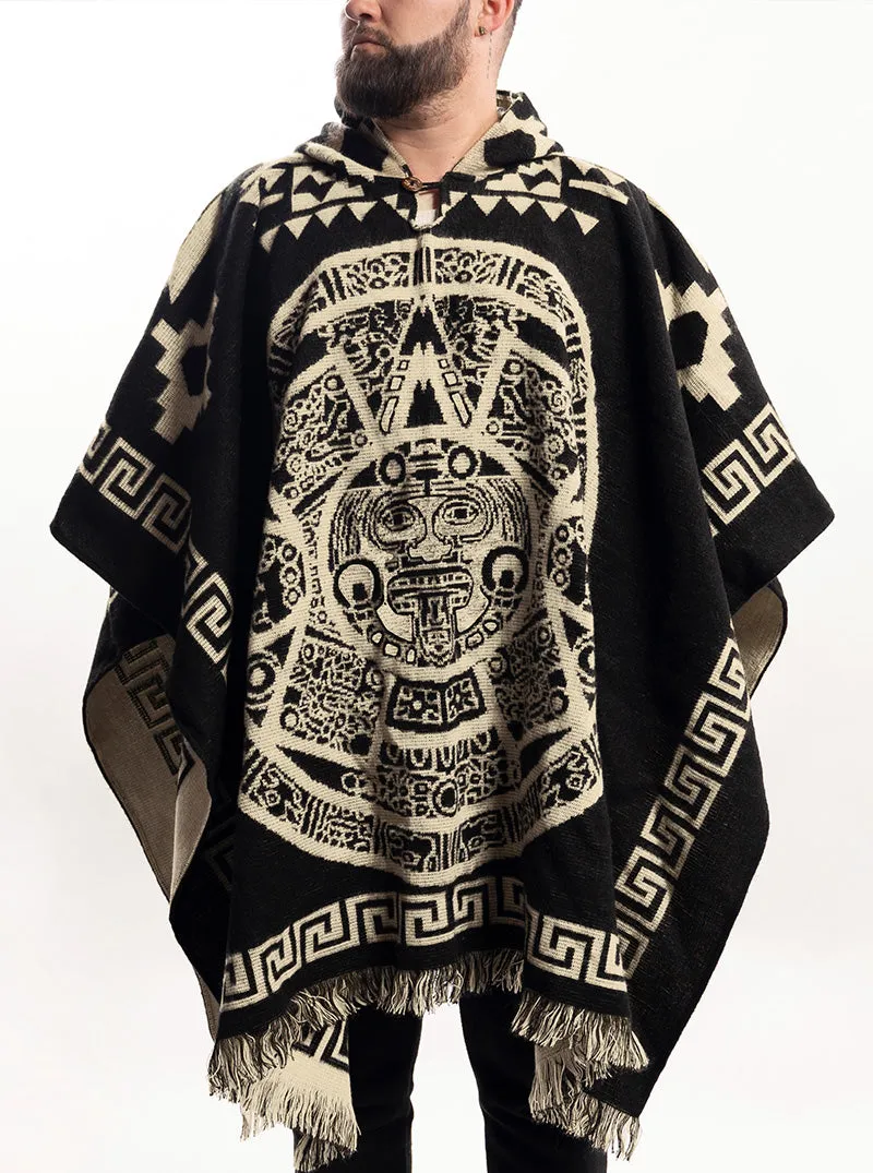 Mexican Poncho for Men - Black | Aztek Style