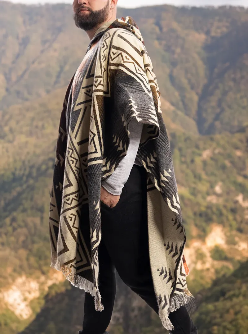 Mexican Poncho for Men - Brown | Aztek Style