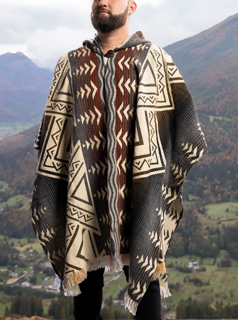 Mexican Poncho for Men - Brown | Aztek Style